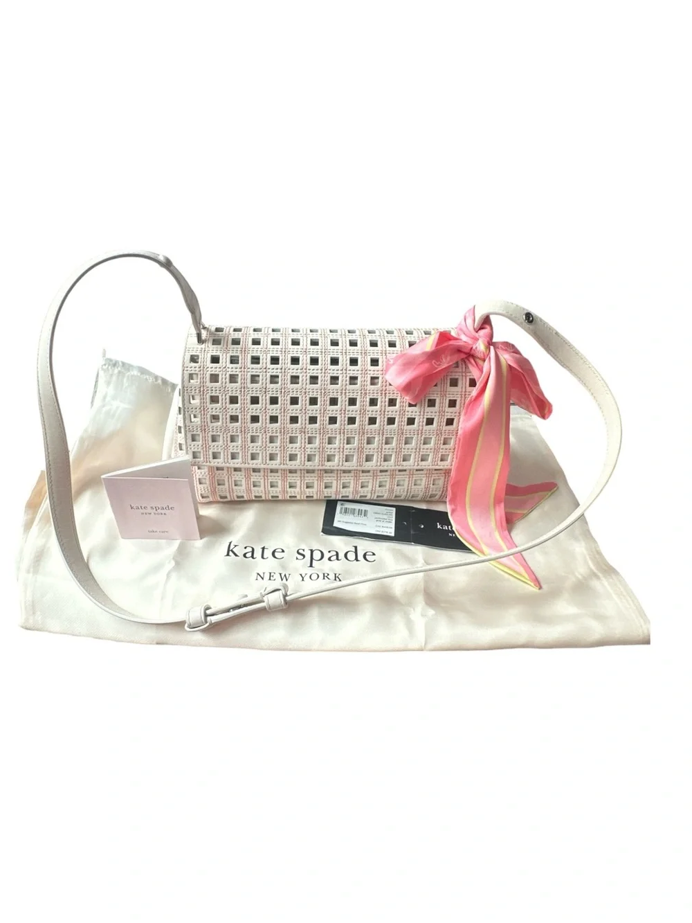 Kate Spade Grace Perforated Convertible Shoulder Bag With Dust Bag and Scarf.